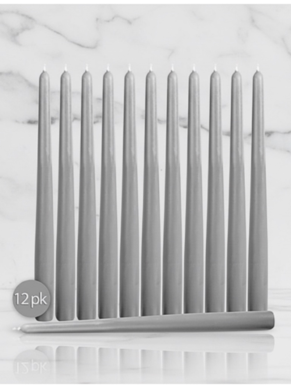 Bundle/12 Gray Taper Candles 10"H